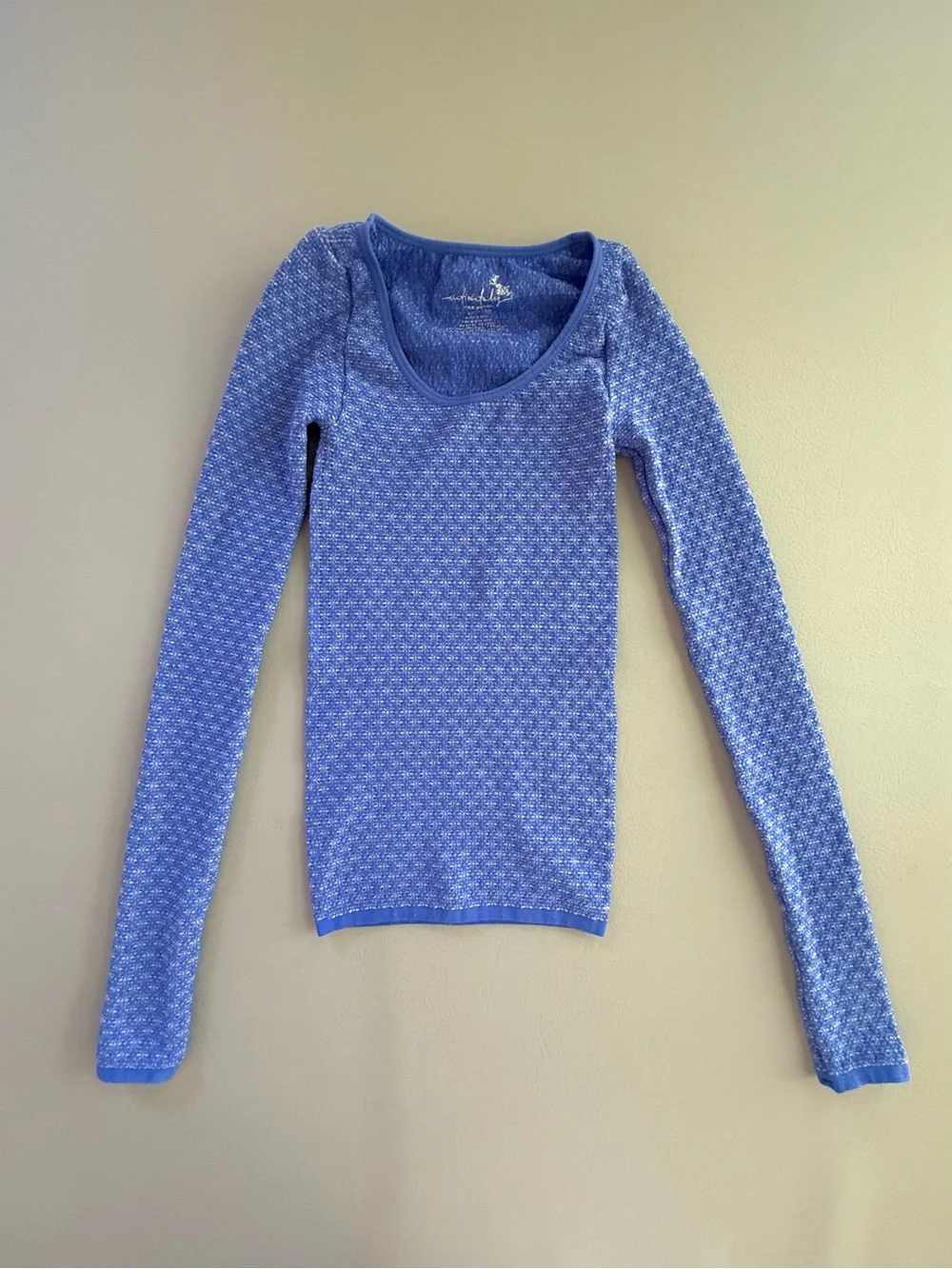 Free People Blue Love Letter Long Sleeve Knit Top - XS Small Bridge size XS/S